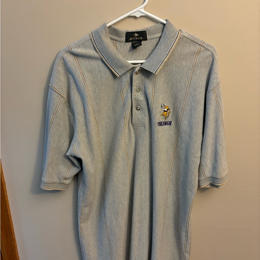 Antigua Minnesota Vikings Polo Shirt Classic Casual Fit 100% Cotton